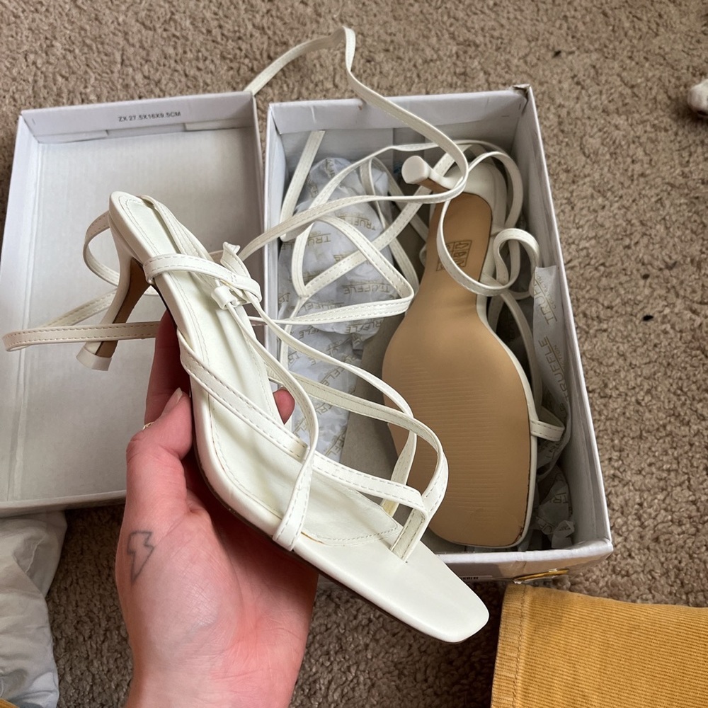 white kitten heels